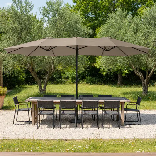 Ombrello doppio 2,7x4,6m taupe