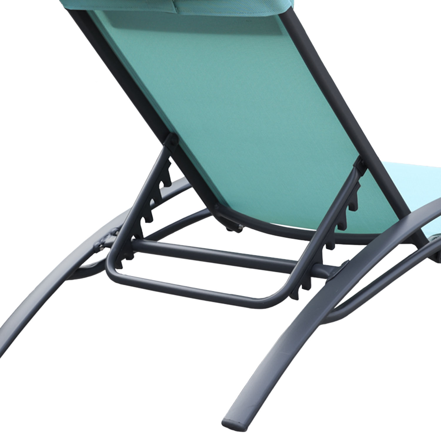 Set van 2 GALAPAGOS ligstoelen in watergroen textilene - antracietgrijs aluminium
