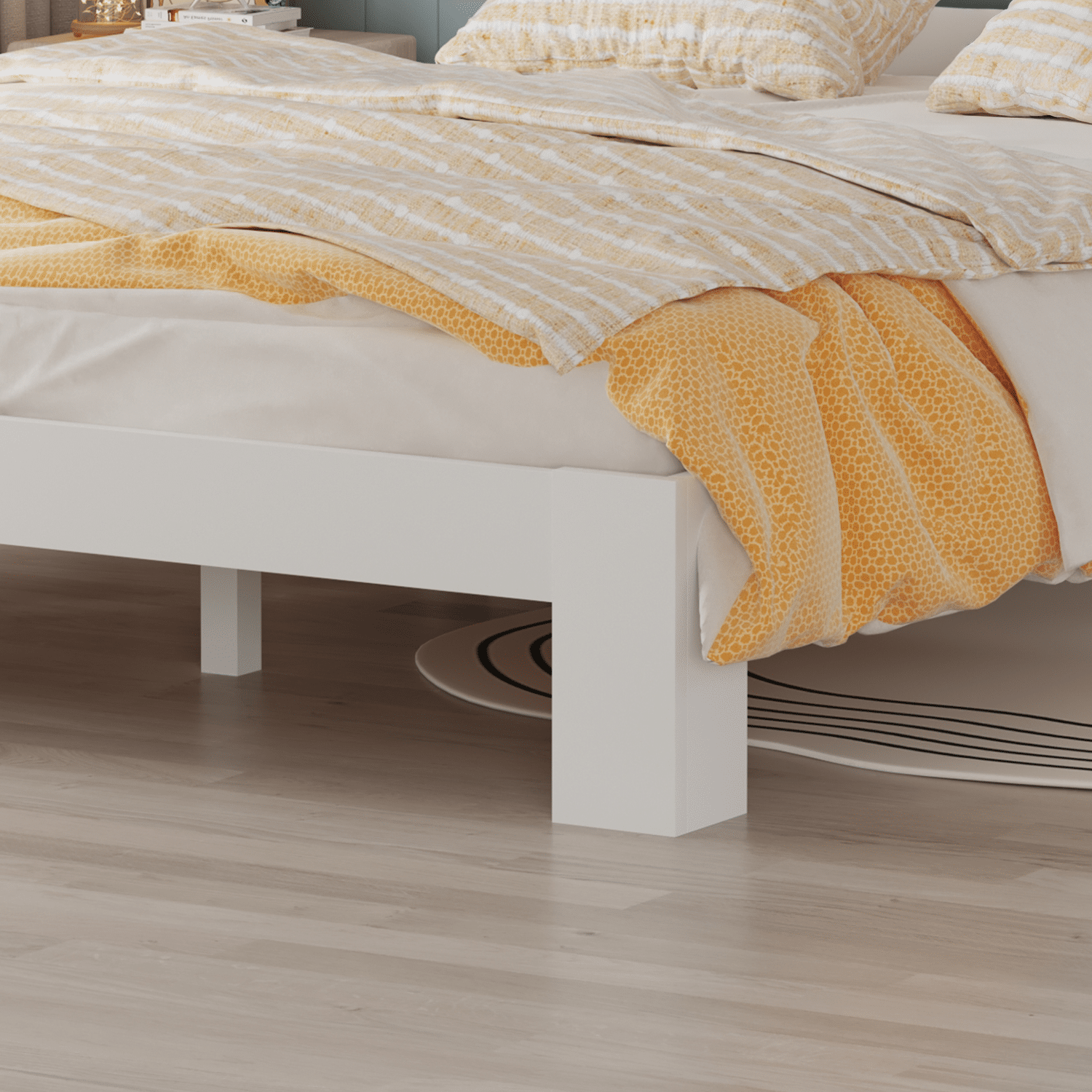 Houten bed met hoofdbord 140x200cm wit FINN