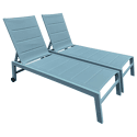 Lot de 2 bains de soleil en textilène bleu clair - aluminium bleu clair