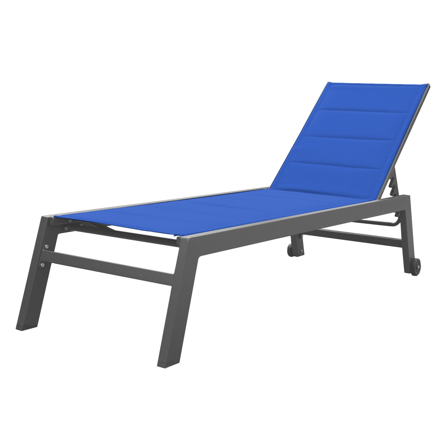 BARBADOS ligstoel in donkerblauw textilene - aluminium antraciet