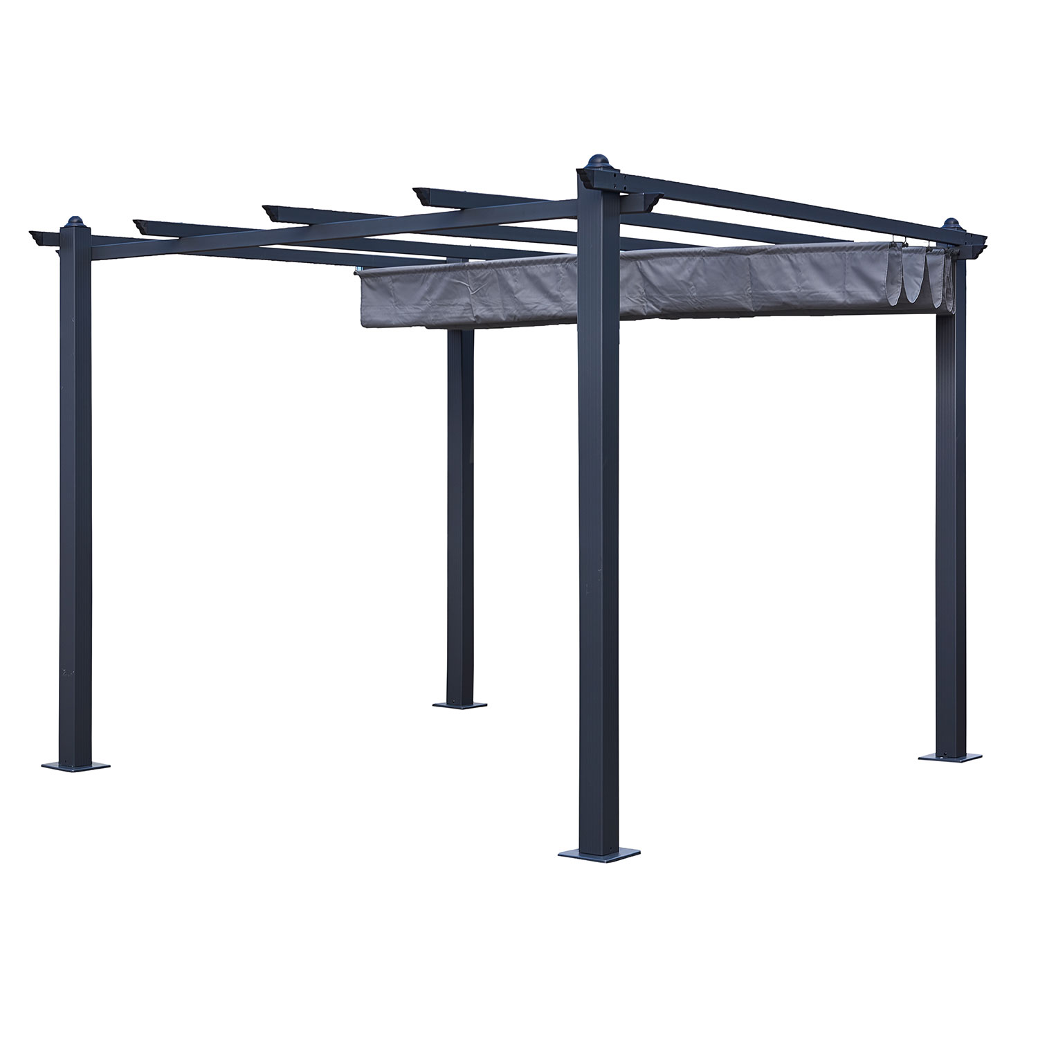 Freistehende Pergola 3 × 3m CASSIS grau - Aluminiumstruktur