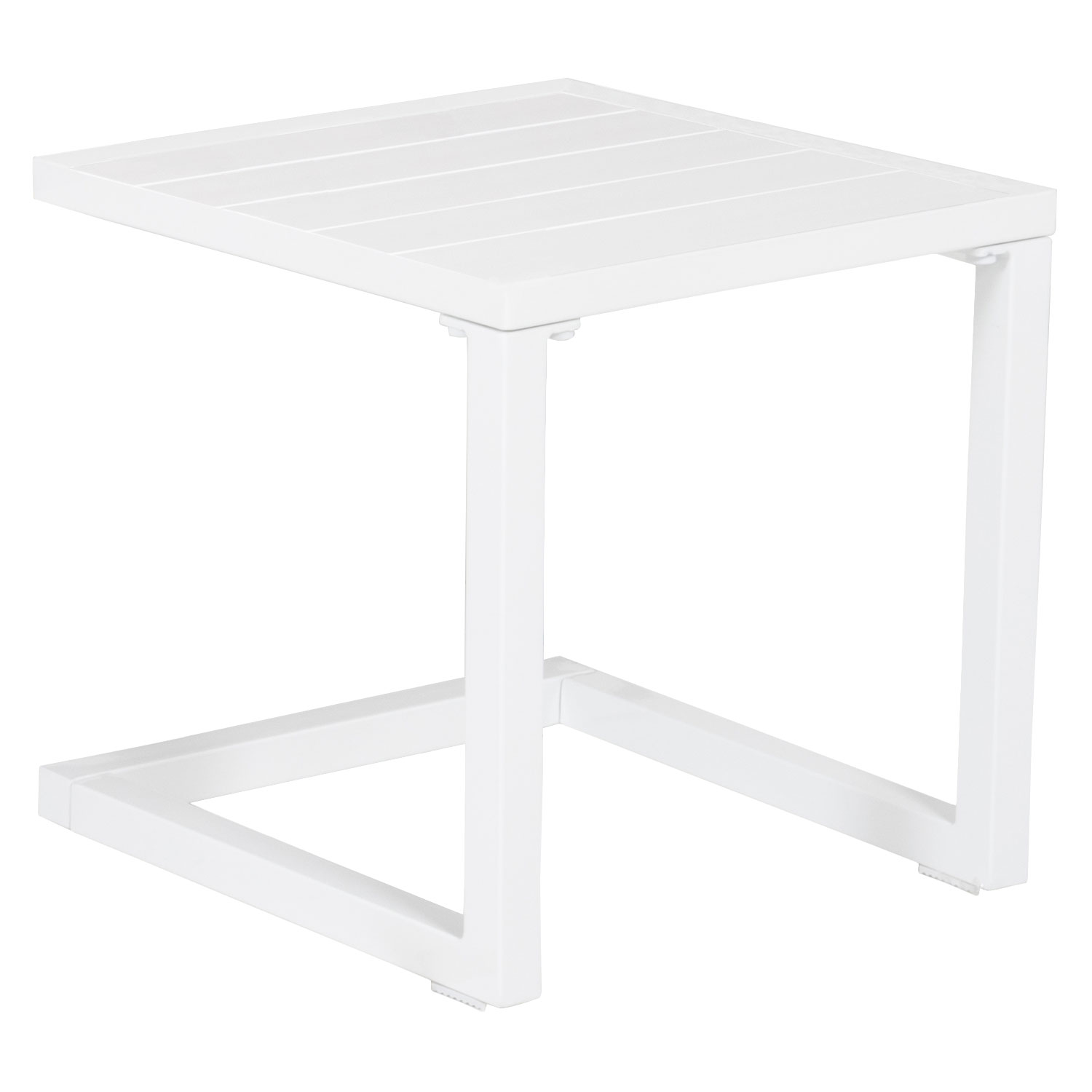 Set bain de soleil et table d'appoint BARBADOS en textilène taupe - aluminium blanc