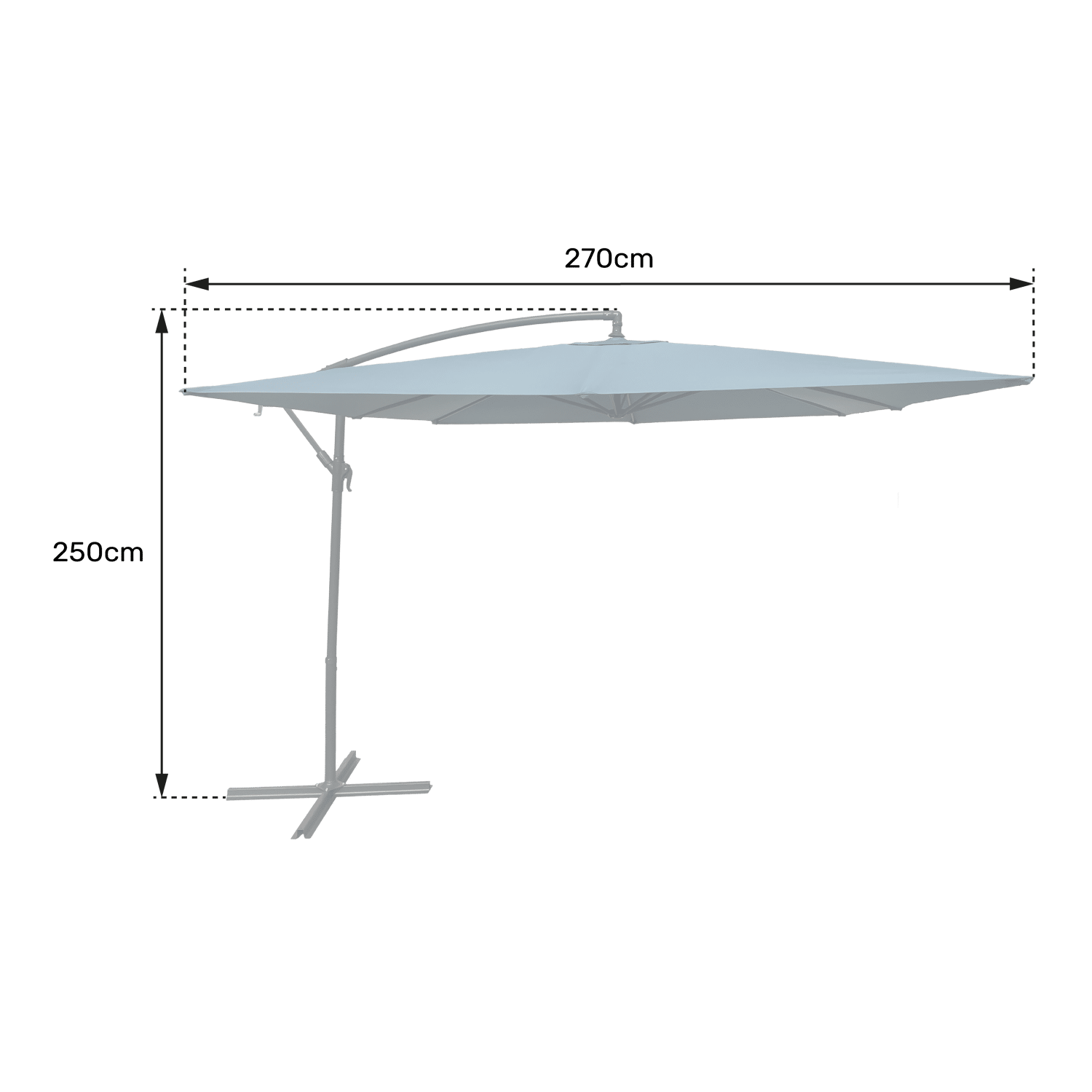 Parasol déporté MOLOKAI carré 2,7x2,7m taupe + housse