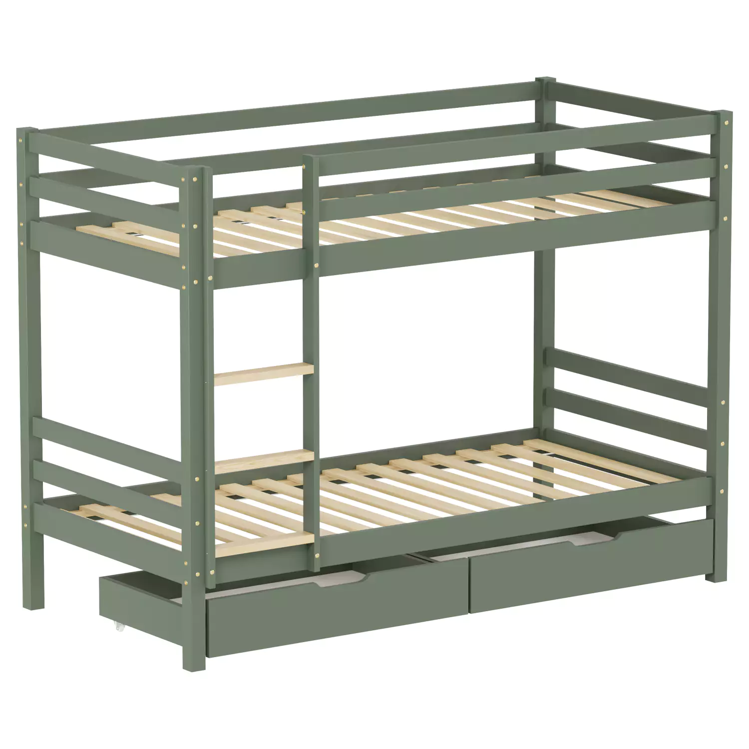 Kinderstapelbed 190x90cm groen met laden AMBER