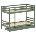 Kinderstapelbed 190x90cm groen met laden AMBER
