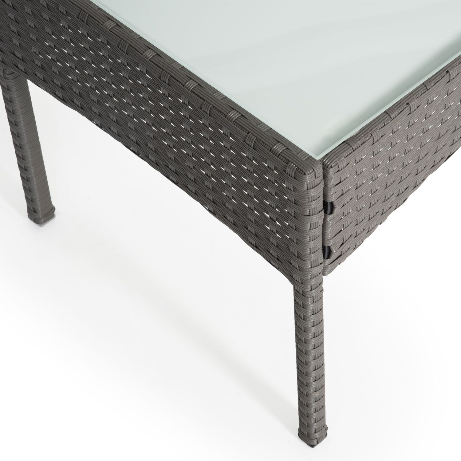 Tuinmeubelen CORDOUE van gevlochten kunststof grijs 4 zitplaatsen - ivoorkleurige kussens