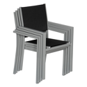 Set van 6 grijze aluminium stoelen - zwart textilene