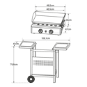 Plancha au gaz MALA - 2 brûleurs 5kW + chariot