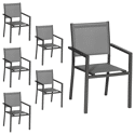 Set van 6 aluminium stoelen antraciet - grijs textilene