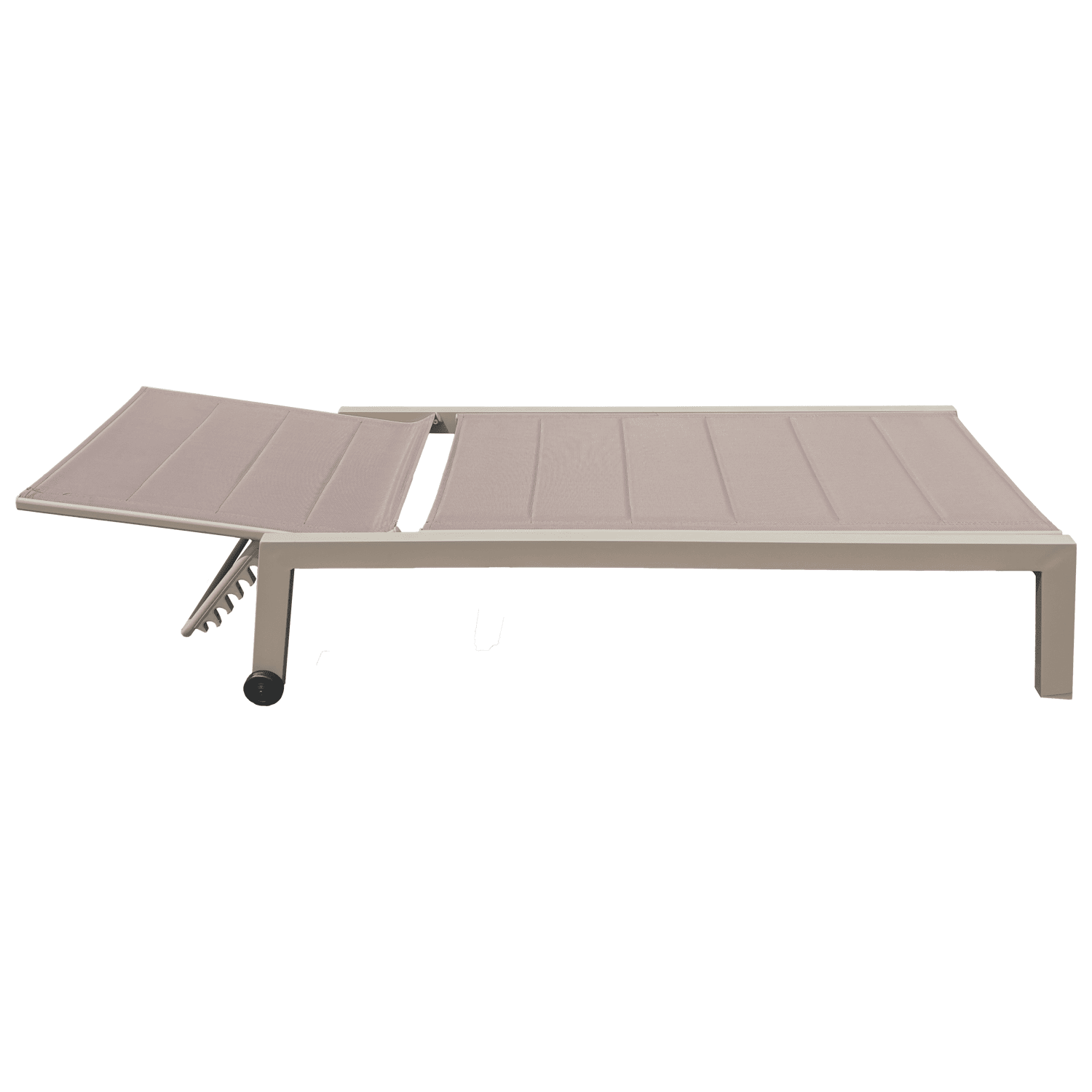 Lot de 2 bains de soleil en textilène taupe - aluminium taupe