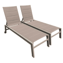 Lot de 2 bains de soleil en textilène taupe - aluminium taupe