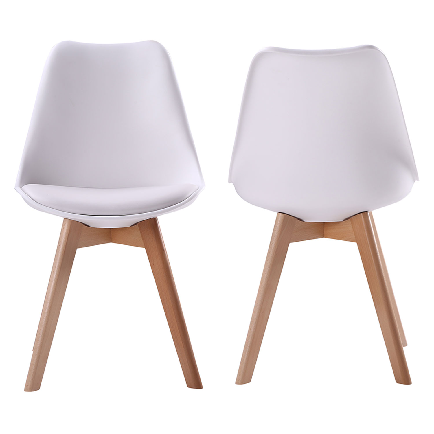 Set van 2 witte NORA Scandinavische stoelen met kussen