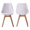 Lot de 2 chaises scandinaves NORA blanches avec coussin