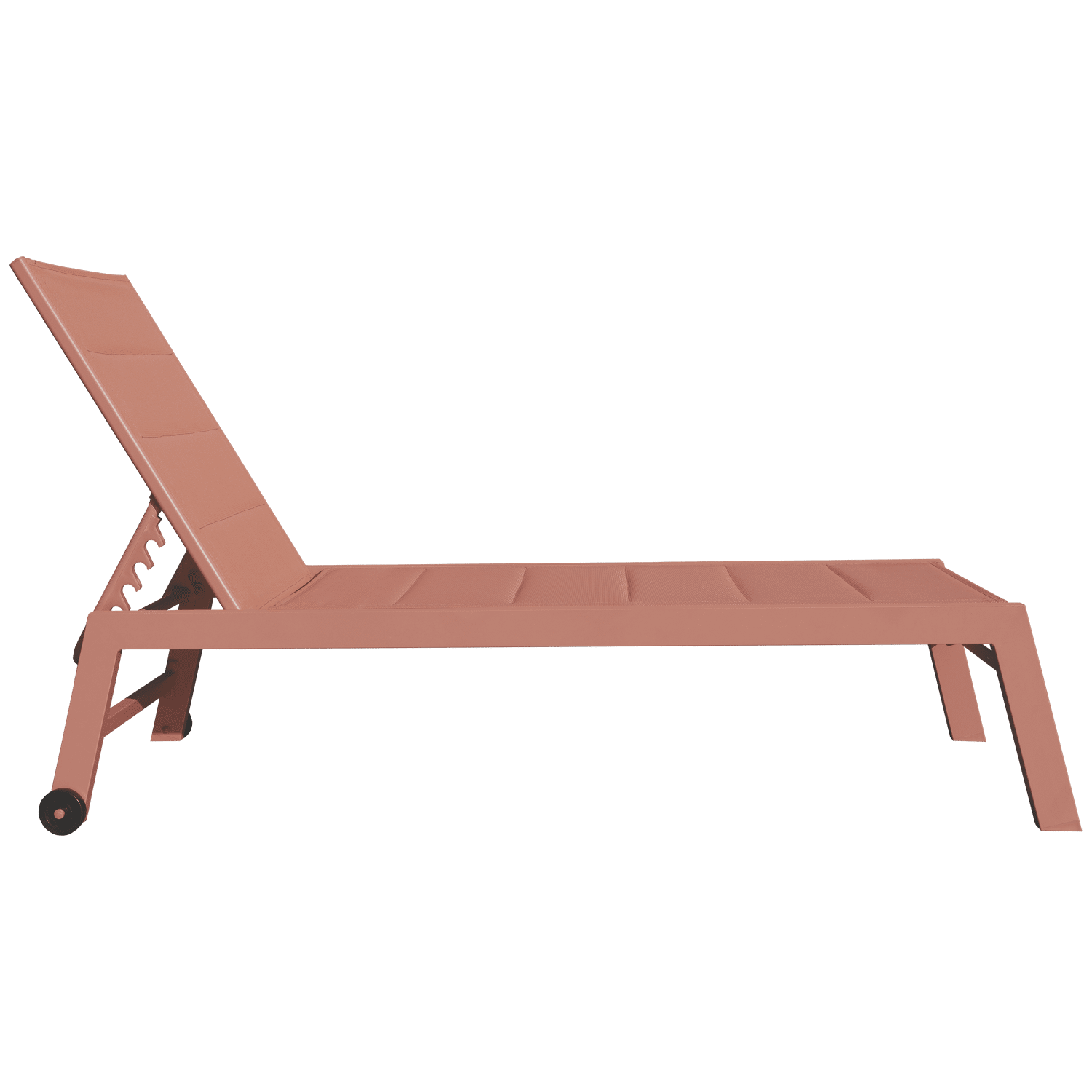 Conjunto de tumbona y mesa auxiliar BARBADOS de textileno terracota - aluminio terracota