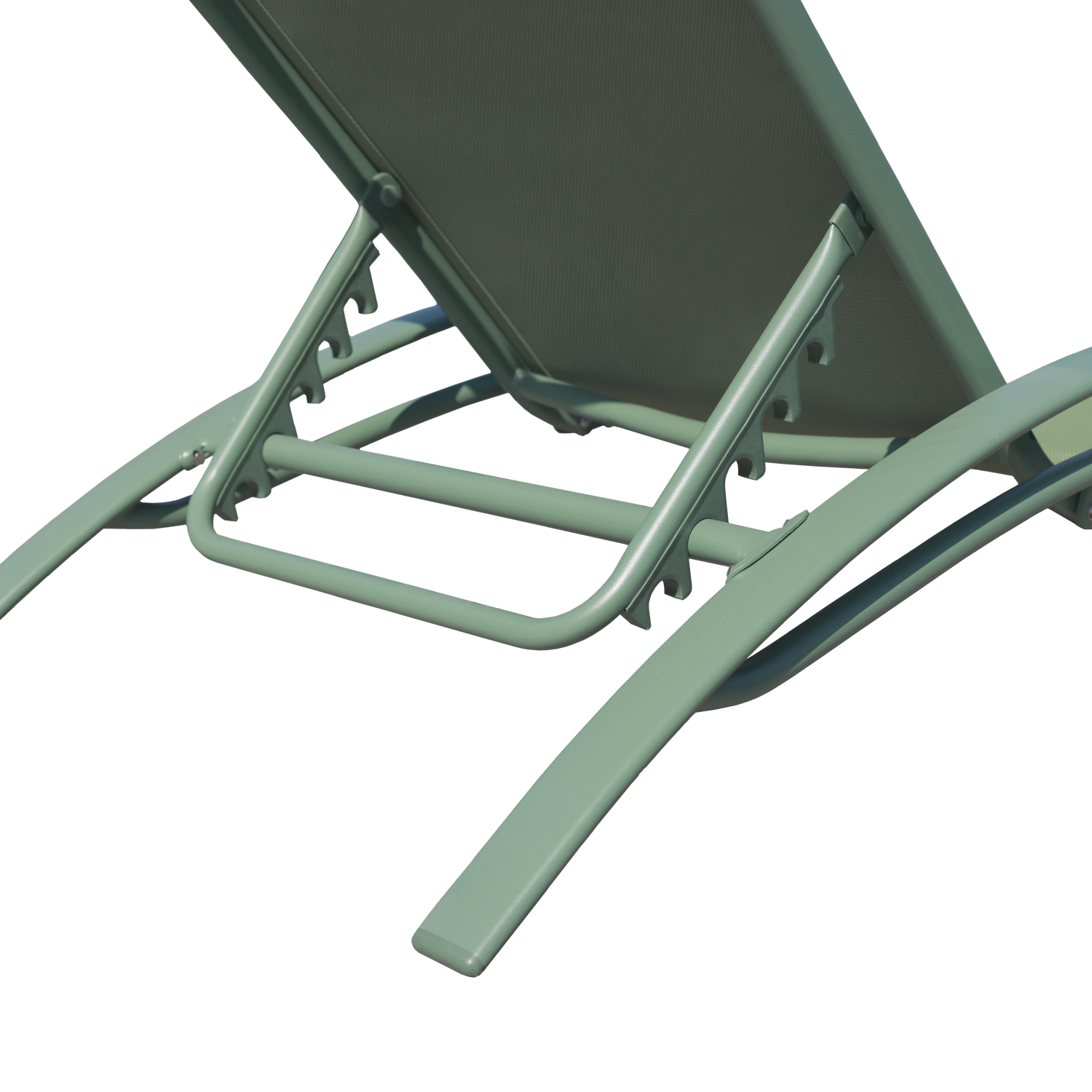 Set van 2 GALAPAGOS ligstoelen in saliegroen textilene - saliegroen aluminium