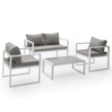 Conjunto de mobiliário de jardim IBIZA em tecido cinzento 4 lugares - alumínio branco