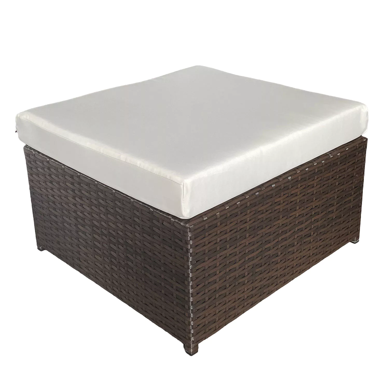 BONIFACIO bruin gevlochten kunststof tuinmeubelset 6 zitplaatsen - ivoorkleurig kussen