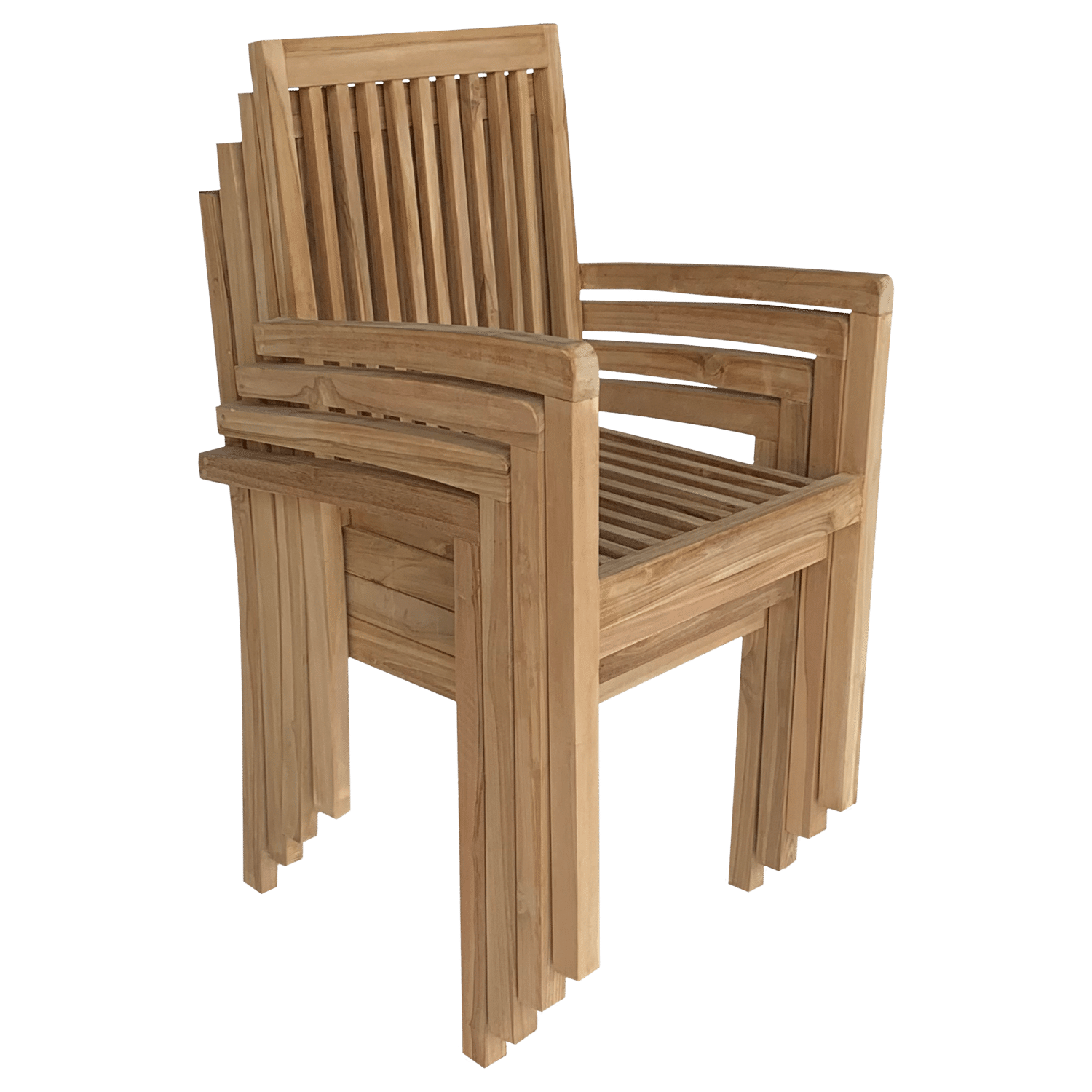 Lot de 4 chaises de jardin JAVA empilables en teck