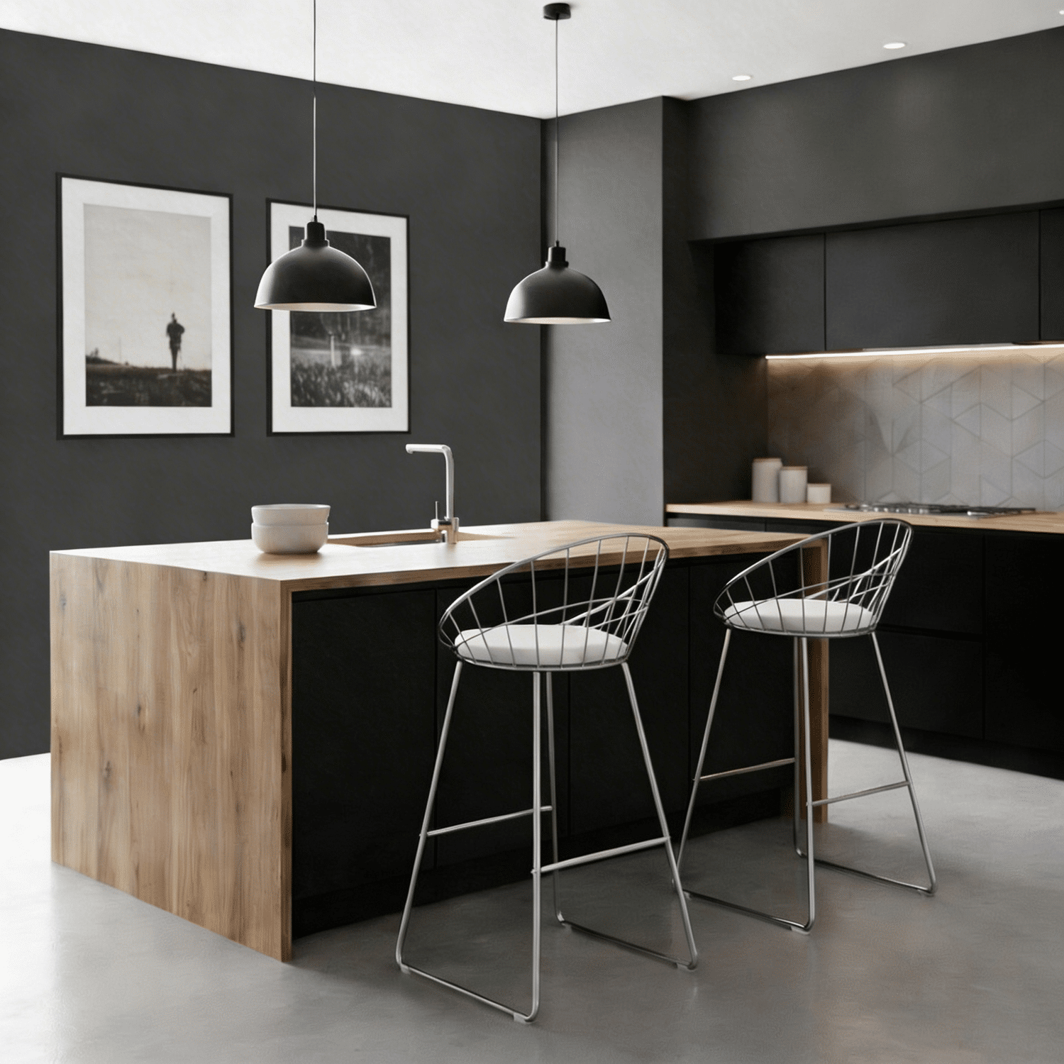 Set van 2 barkrukken 75cm in verchroomd metaal en wit kussen ALEX