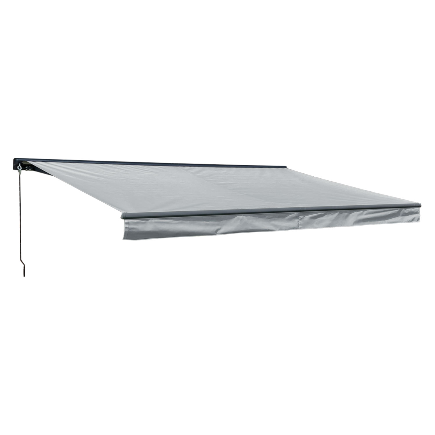 Toldo SAULE 5 × 3m com toldo semi-canopy - Tecido cinzento e estrutura cinzenta
