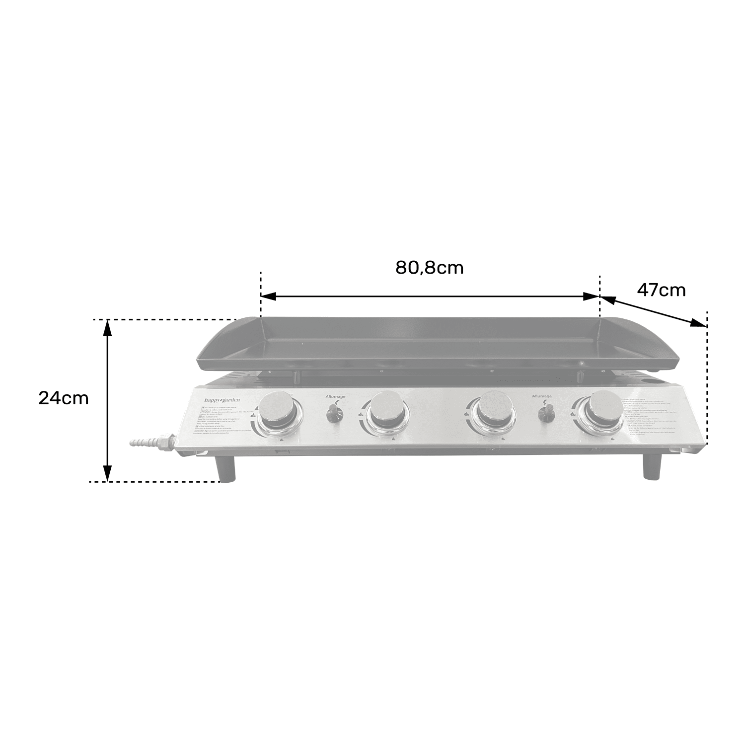 VALENCIA gas bakplaat - 4 branders 10kW
