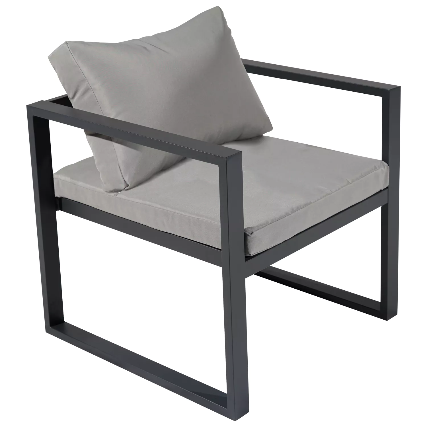 Salon de jardin modulable IBIZA en tissu gris 7 places - aluminium anthracite