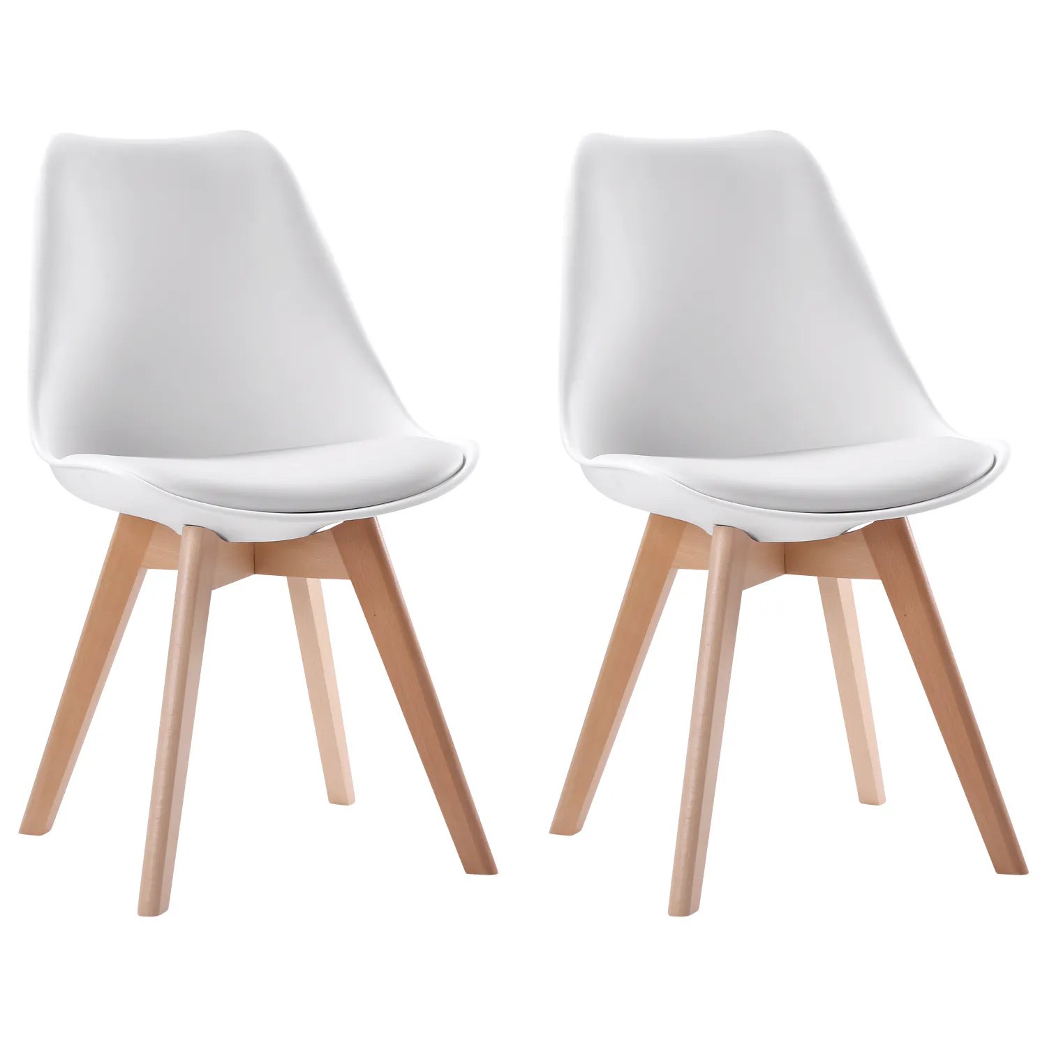 Pack de 2 sillas escandinavas color blanco con cojín
