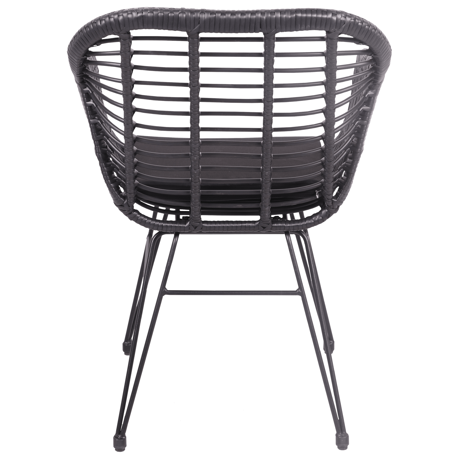 Set van 2 zwarte kunststof rotan fauteuils met kussens CINTA