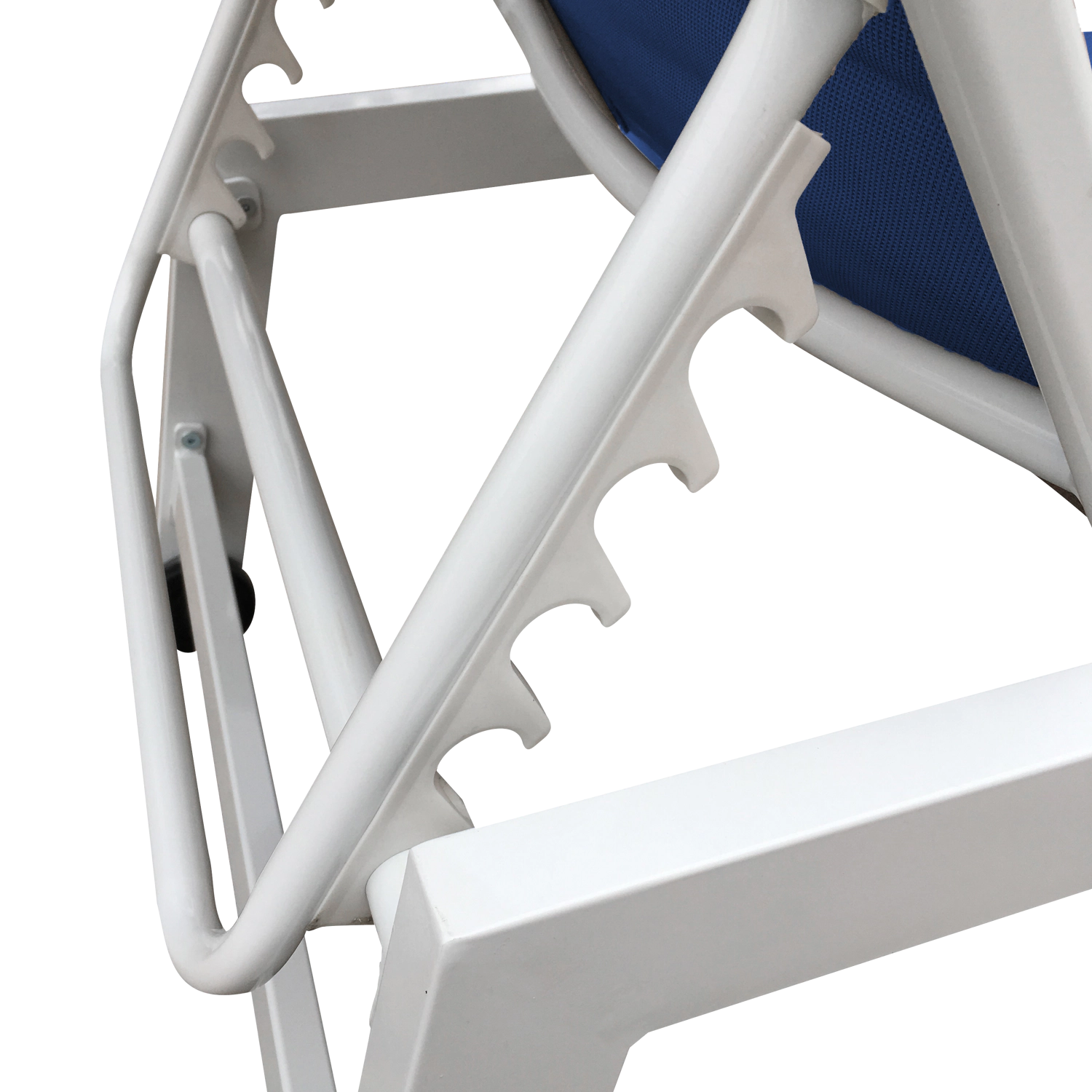 Set 2 bains de soleil et table d'appoint BARBADOS en textilène bleu - aluminium blanc