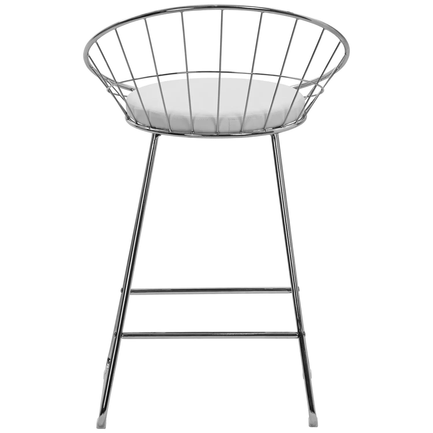 Lot de 2 tabourets de bar 65cm en métal chromé et coussin blanc ALEX