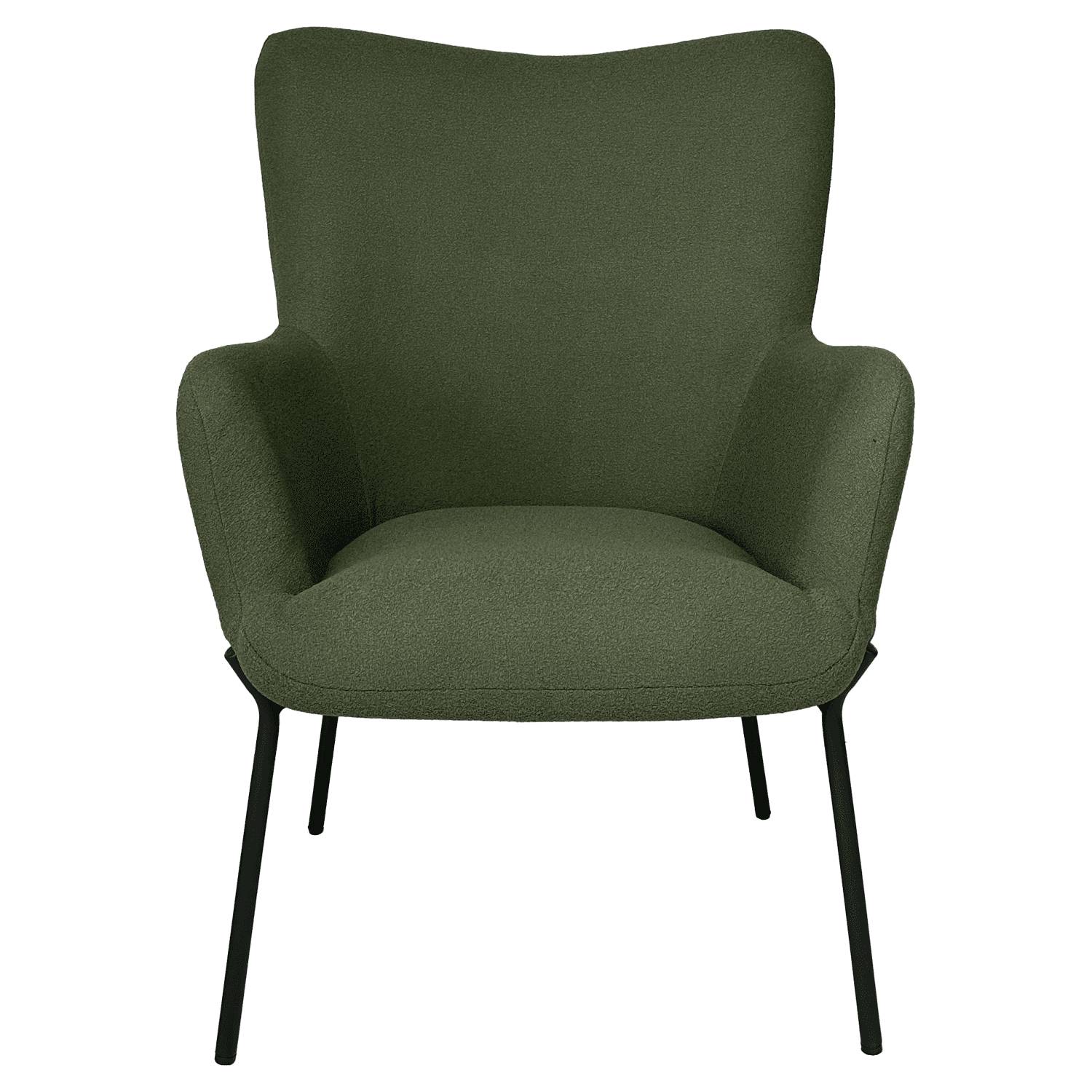 Kaki groene fauteuil van lusstof met voetsteun EIRA