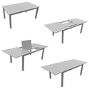 Salon de jardin extensible en textilène noir 8 places - aluminium gris