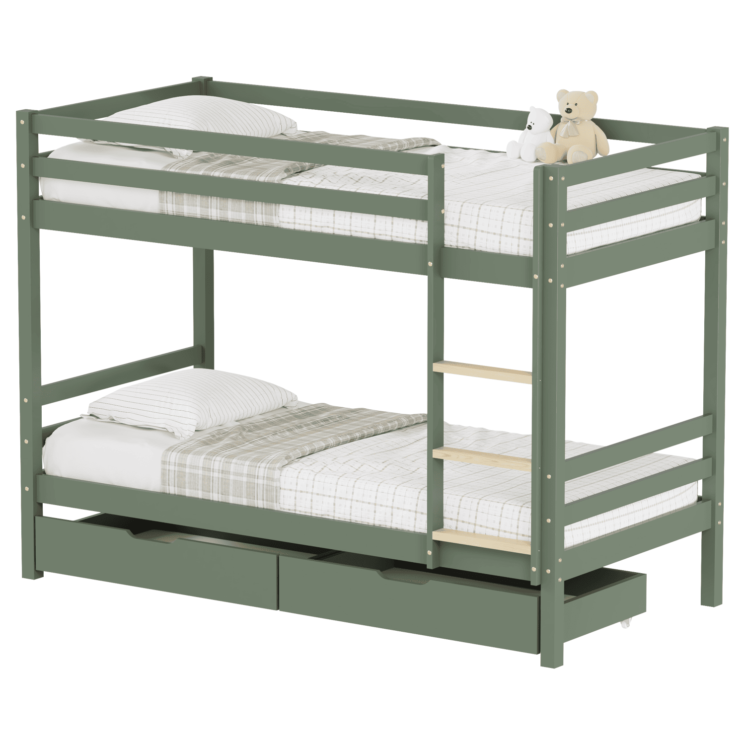 Kinderstapelbed 190x90cm groen met laden AMBER