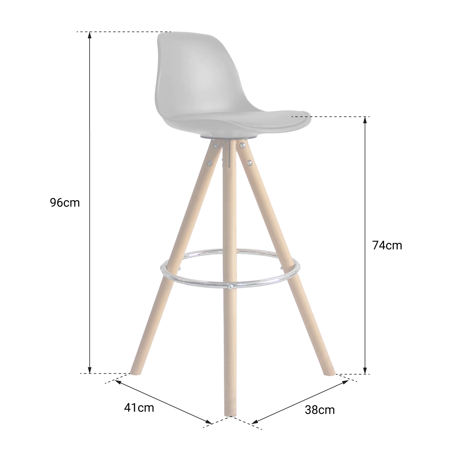 Set di 2 sgabelli scandinavi TOBIAS bianchi con cuscino