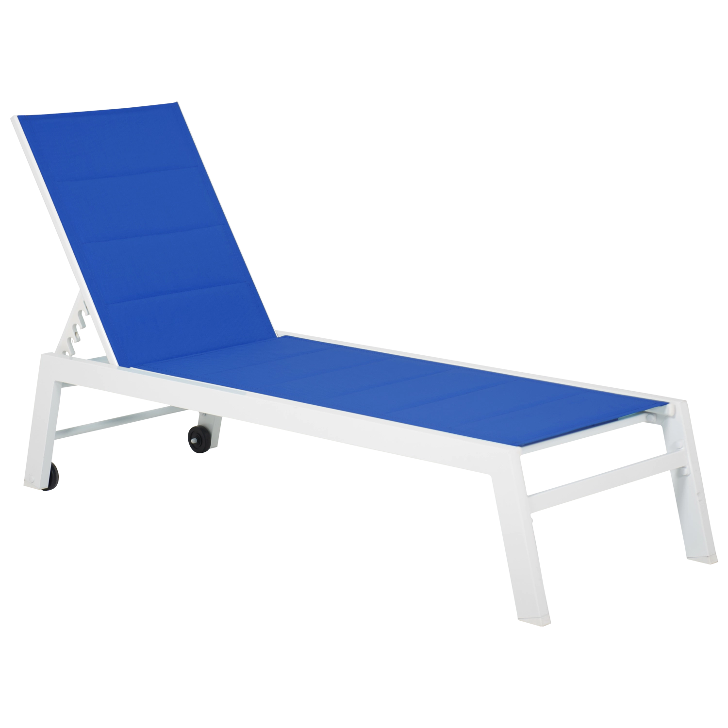 Set 2 bains de soleil et table d'appoint BARBADOS en textilène bleu - aluminium blanc