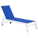 Set 2 bains de soleil et table d'appoint BARBADOS en textilène bleu - aluminium blanc