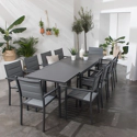 Ausziehbare Gartenmöbel VENEZIA aus grauem Textilene 10 Sitzplätze - Aluminium Anthrazit