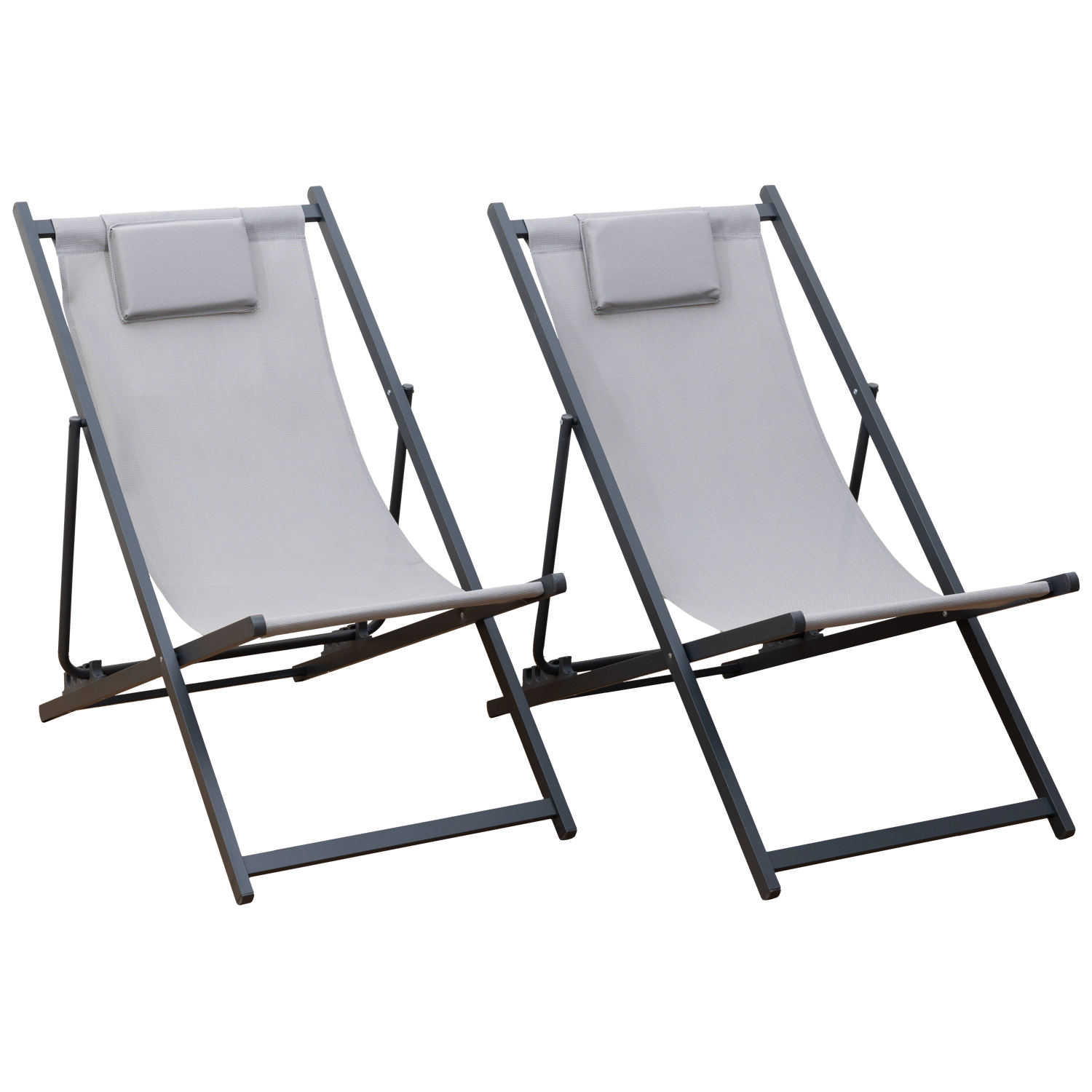 Set van 2 CYPRUS relaxfauteuils - grijs textilene/charcoal structuur