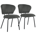 Set di 2 sedie NILSA in velluto a coste grigio scuro
