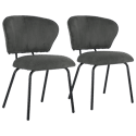 Set van 2 NILSA donkergrijze corduroy stoelen