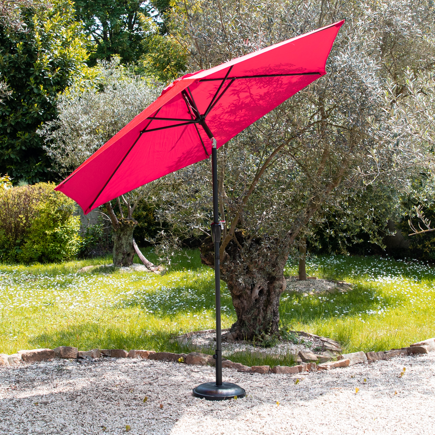 Parasol droit HAPUNA rond 2,70m de diamètre fuchsia