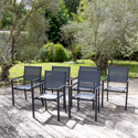 Set di 6 sedie in alluminio antracite - textilene grigio