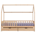 Lit cabane pour enfant 190x90cm en bois avec tiroirs MARCEAU