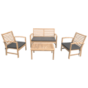 Set di mobili da giardino Acacia Goa 4 posti - cuscini grigi