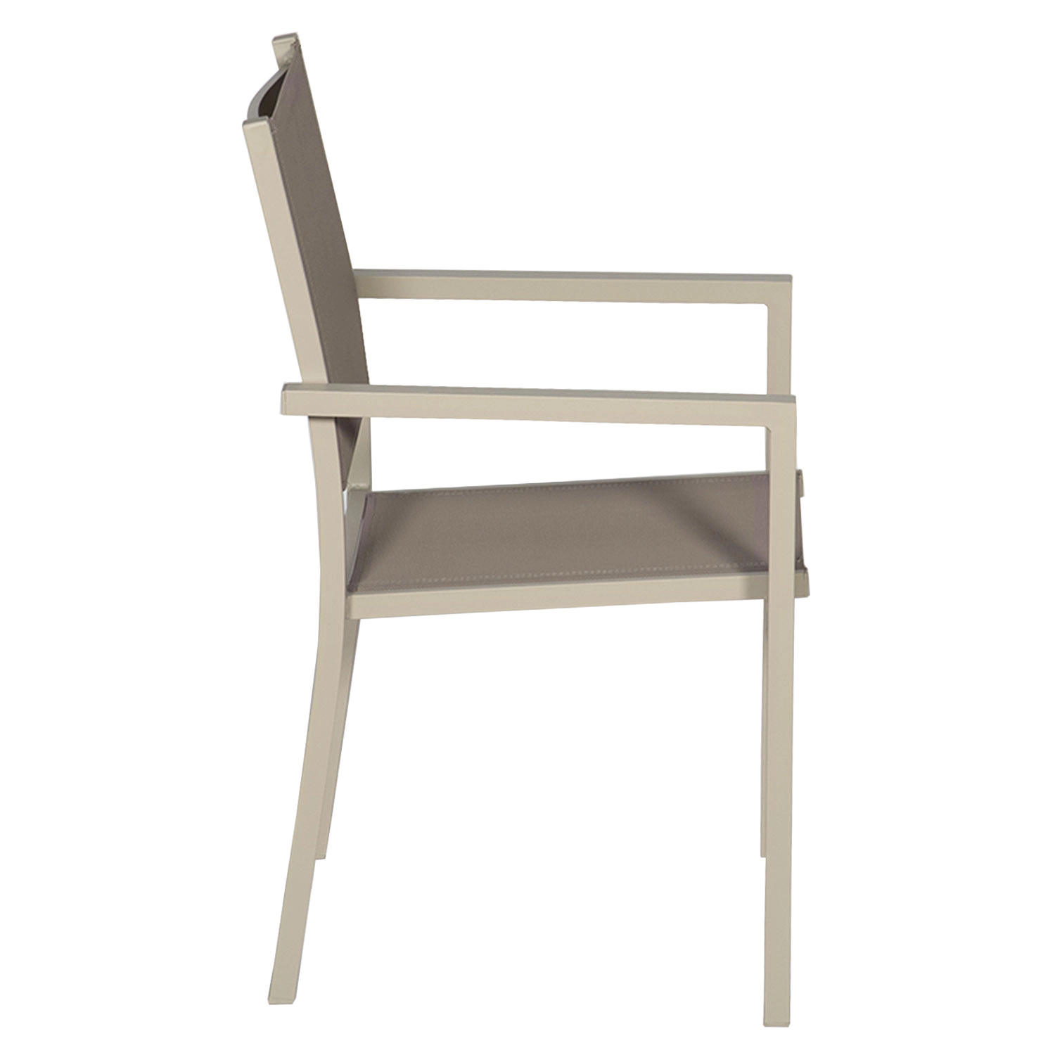 Lot de 8 chaises en aluminium taupe - textilène taupe