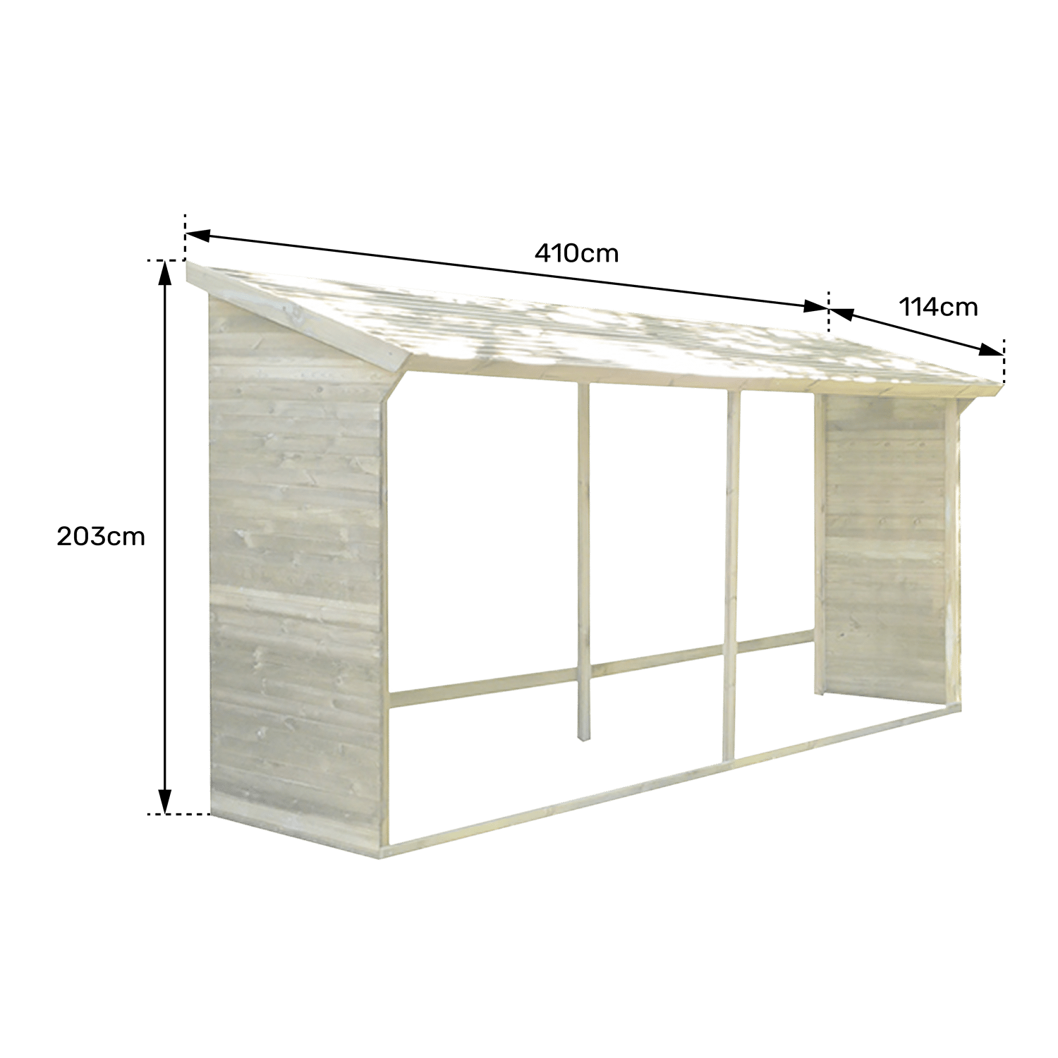 CERLAND - Abri bûches 203x114,5x410cm MEMPHIS XXL