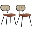 Satz von 2 Stühlen aus Rohrgeflecht und Stoff mit rostroter Schleife ELENA