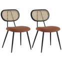 Lot de 2 chaises en cannage et tissu boucle rouille ELENA