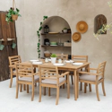 Conjunto de mobiliário de jardim Acacia SIMILAN 6 lugares - almofadas de areia